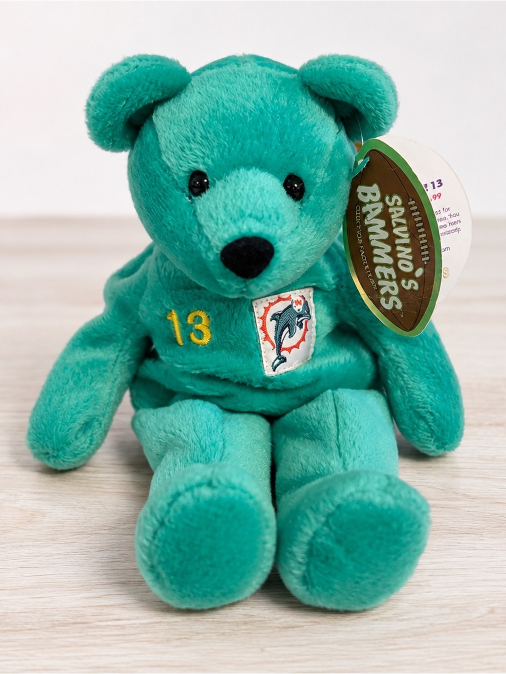 Vintage Dan Marino #13 Miami Dolphins Salvino’s Bammers NFL Beanie Bear 1999 NWT